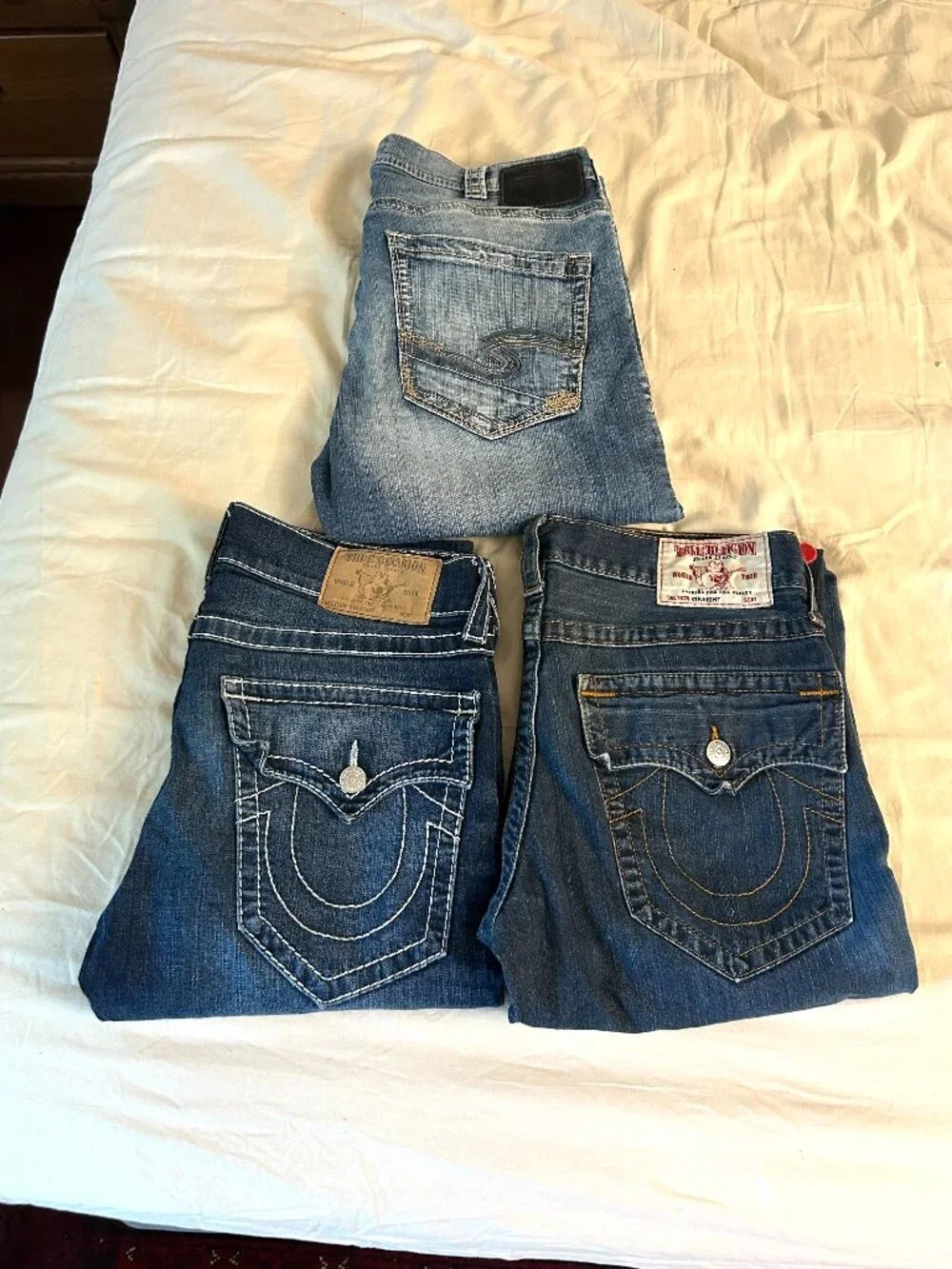 Lot Of 3 Different Pair Of True Religion And Silver Mens Jeans